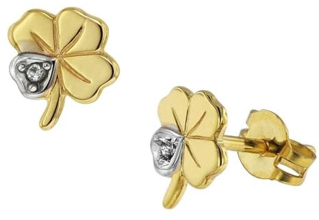 trendor Damen Ohrringe Kleeblatt 333 Gold 8 Karat Bicolor Glücksklee Ohrstecker aus Echtgold für Damen, zauberhafte Geschenkidee für modische Frauen, 75094