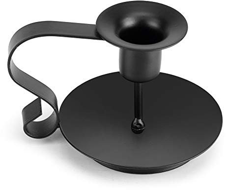 Candle Holder - Wrought Iron Taper Candle Holder Retro Iron Candlestick Holder for Halloween Christmas Dining Room Decoration Display Matte Black
