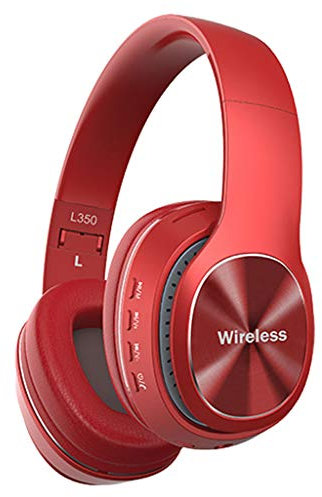 Yowablo Wireless Headset Bluetooth 4.1 Stereo Overear Foldable Headphones Built-in Microphone (Red)