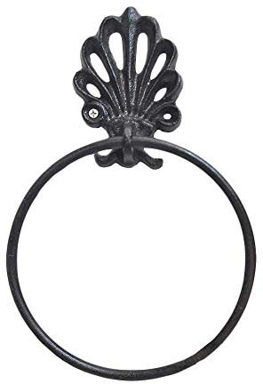 YosicilWaroom Towel Ring Industrial Hanger Vintage Decoration Industrial Cast Iron Wall Mounted Round Bath Towel Holder Wall Hanging Hanger Rack (Towel ring)