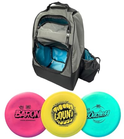 Disc Golf UK Starter Set 3 Discs + Bag - Frisbees with DGUK Chariot Bag Frisbee Golf - PDGA Approved - Disc Golf Discs
