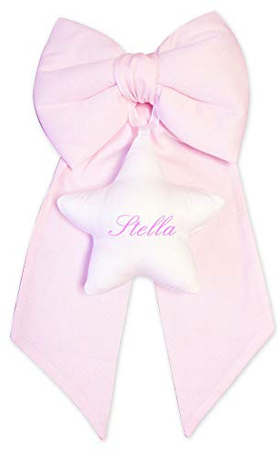 COCCOLE - Fiocco Nascita Bimba Personalizzato Stella Rosa - Fiocco Nascita Bimba con Nome in Tessuto Cotone Piquet - Nastro Personalizzato da Appendere in Casa e Regalare a Mamme e Papà