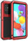 LOVE MEI Samsung Galaxy A51 Coque, Aluminium Métal + Verre trempé étanche Antichoc Militaire Heavy Duty Robuste Couverture Housse Coque, pour Samsung Galaxy A51 (A51, Rouge)