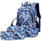 SellerFun Girl Geometric Printed Primary Junior High University School Bag Bookbag 3pcs Backpack Sets(2# Blue-3pcs,35L)