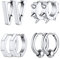 FOCALOOK 4 paare Ohrringe Set Damen Herren Spike/Kreis/Dreieck/Achteck Huggie Kreolen Edelstahl Ohrringe Ohr Piercing Modeschmuck Accessoire Ear Studs für Frauen Männer