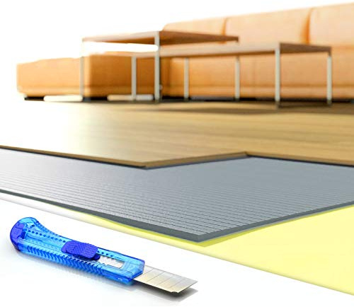 DQ-PP Trittschalldämmung | 60m2 | 3mm stark | XPS grau | 0,5x1,0m Platten | GRATIS Cuttermesser | Dämmung Unterlage für Laminat Boden Parkett Fußboden | Trittschalldaemmung Daemmung Unterlagen
