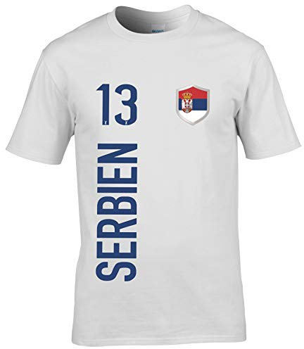 FanShirts4u Herren Fan-Shirt Jersey Trikot - SERBIEN/Srbija - T-Shirt inkl. Druck Wunschname & Nummer WM EM (XL, SERBIEN/weiß)