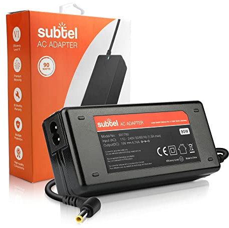 subtel Alimentation 19V 90W Compatible avec Samsung M60 M55, P60 Pro P50 Pro, RC520, E172, Q70, R730 R540, NC10 N150 N102-2.6m Chargeur Adaptateur Secteur XE500T1C