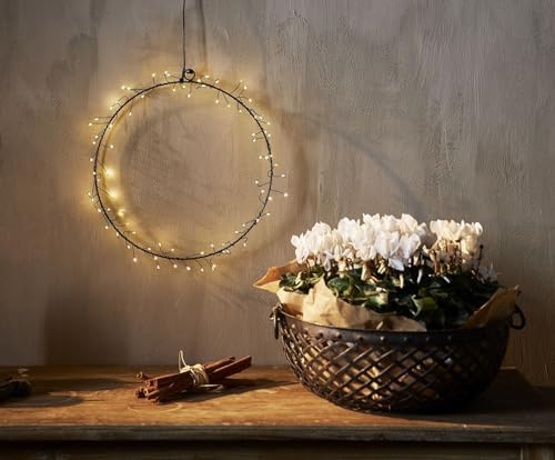 netproshop 80 LED Lichterkranz, Ø ca. 30 cm, Batteriebetrieb m Timer Indoor, warmweiß