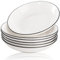 Dicunoy Pastateller, 20,3 cm, Porzellan-Salatschüsseln, flache weiße Servierplatte, Spaghetti-Schalen mit schwarzem Rand, für Müsli, Dessert, Snack, mikrowellen- und spülmaschinenfest, 6 Stück