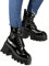 Osheoiso Damen Stiefeletten Biker Boots Plateau Schnürstiefel Blockabsatz Schuhe Freizeit Mode Frauen Stiefel mit Lack Schnalle Schwarz 03 41 EU