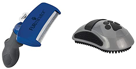 Furminator deShedding-Tool Hund Größe L Kurzhaar - Hundebürste für große Hunde zur Entfernung der Unterwolle & Striegel für Hunde und Katzen - Fellpflege Bürste massiert sanft die Haut, Grau