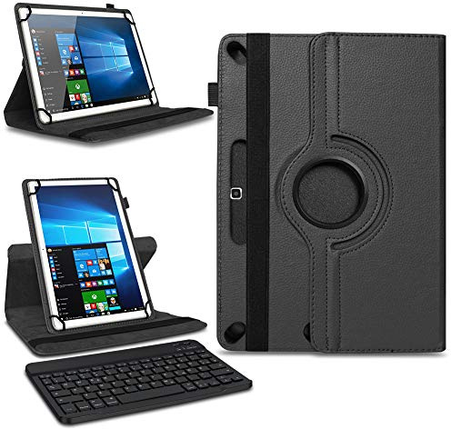 NAmobile Tablet Schutzhülle kompatibel mit Nokia T20 T21 aus Kunstleder Hülle Tasche Standfunktion 360° Drehbar Cover Universal Case Bluetooth Tastatur QWERTZ, Farben:Schwarz