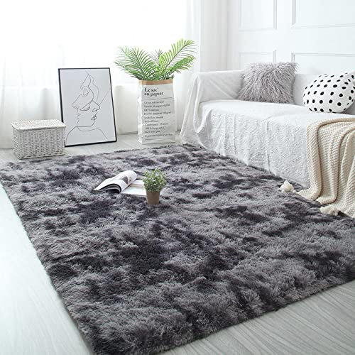 Pauwer Shaggy Weich Teppich Waschbar rutschfest Flächenteppich Wohnzimmerteppich Hochflor Bettvorleger für Schlafzimmer, 120 X 160 cm