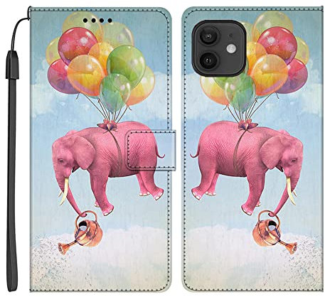 SEEYA Wallet Case for iPhone 11, Balloon Elephant Design Magnetic Flip Leather Case Folio Cover with Card Holders Cell Phone Purse Women Bookstyle Holster for iPhone 11
