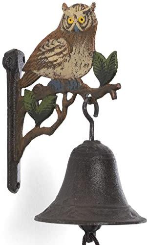 Moritz Türglocke Glocke Eule Uhu Vögel Fantasie Wandglocke Gartendeko Gusseisen Rustikal Antik Design Stil Retro Klingel
