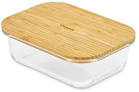 Culinare Naturals Vorratsdosen Glas mit Deckel aus natürlichem Bambus, 640ml, Vorratsgläser mit Deckel, Vorratsbehälter für Lebensmittel, Glasbehälter, C70023