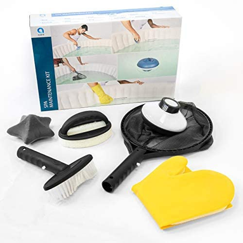 CosySpa Kit de Nettoyage pour Spa Gonflable | Accessoire Indispensable | Comprend Un Filet, Deux brosses, Un Distributeur, Une Mousse absorbante et Un Gant de Nettoyage