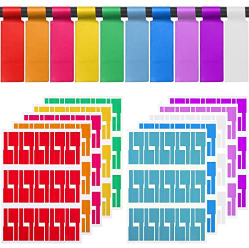Xiatiaosann Cable Labels Tags, 300 PCS 10 Colors Cord Labels Wire Labels Waterproof Labeling Wire for Cable Management, Self Adhesive Wire Labels Tags Printable for Laser Printer and Identification