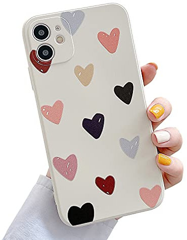 Kompatibel mit iPhone 11 Hülle für Frauen und Mädchen, süßes Herzmuster, dünn, weich, TPU, stoßfest, Silikon-Schutzhülle für iPhone 11 6,1 Zoll - Herzen