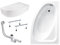 BADLAND Badewanne Original Weiß Acryl Wanne Eckbadewanne CORNEA 140x80 Rechts KOMPLETTSET SET mit Weiß Acrylschürze + Füßen und Exklusive Chrom Automatik Ablaufgarnitur Made in EU 4in1