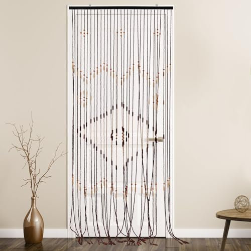 Gorgivous Rideau de Perles en Bois, Rideau de Porte en Bambou, Rideau de décoration de Porte, séparateur de pièce 208 cm