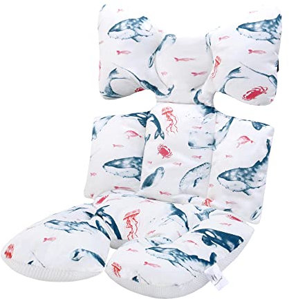 Universale Sitzauflage Sitzeinlage Babyschale Sportsitz Sitzpolster Baumwolle Atmungsaktiv für kinderwagen Buggy (Meer)
