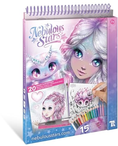 Nebulous Stars Ensemble d'aquarelle avec Estrelia – 20 illustrations uniques, 15 crayons aquarelle, pinceau rechargeable et outils artistiques pour enfants à partir de 7 ans
