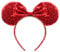 Hpfulseazn Women Girls Decoration Mouse Ears Headbands Sequin Glitter Bow Hairband for Cosplay Costume Birthday Party(Red)