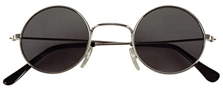 Hippie John Brille als Partybrille | mit blauen oder anthraziten Gläser | Verkleidung Lennon Elton Spaßbrille Karneval Fasching, Farbe: Anthrazit