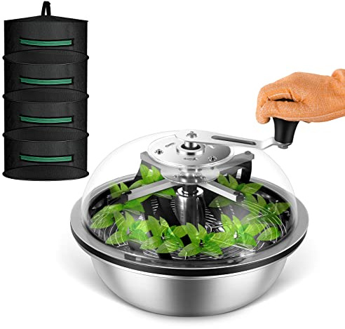 MELONFARM 13-Inch Bud Leaf Bowl Trimmer Twisted Spin Cut for Hydroponic Plant with Sharp Stainless Steel Blades, 4-Layer Plant Rack Included