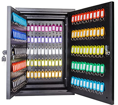 Schlüsselkasten Schrank mit 200 Haken, Schlüsselschrank Wandmontage Schlüssel Organizer mit Schlüsselanhängern, Schlüsselsafe für Auto, Hotels, Büro, Haus Schwarz