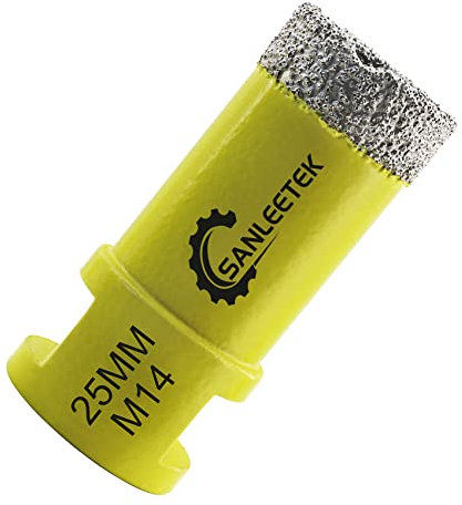 Foret Diamant Carrelage 25mm SANLEETEK Brasé Sous Vide Scie Cloche Diamant pour Céramique Porcelaine Marbre Granit Perçage à Sec M14 Filetage