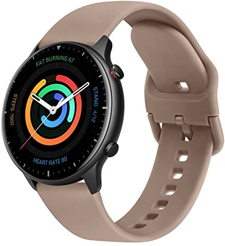 Vancle Armband für Amazfit GTR 2/GTR 3/GTR 4/GTR 3 Pro/GTR 2e Armband,22mm Silikon Ersatzarmband Uhrenarmband für Amazfit GTR 47mm/Stratos 3 Herren Damen(Milchtee)