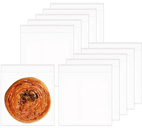 200pcs Klare Selbstklebende Zellophan Beutel 18x18cm Transparente Klebeverschluss Cellophantaschen 50µm Square Kunststoff Taschen Versiegelbare Plastiktüten für Süßigkeiten Schokolade Bäckerei Cookies