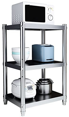 Rejilla para horno de microondas Rejilla de almacenamiento de cocina de acero inoxidable, Rejilla para ollas de almacenamiento de 3 capas de piso a piso para el hogar, Rejilla para horno de microond