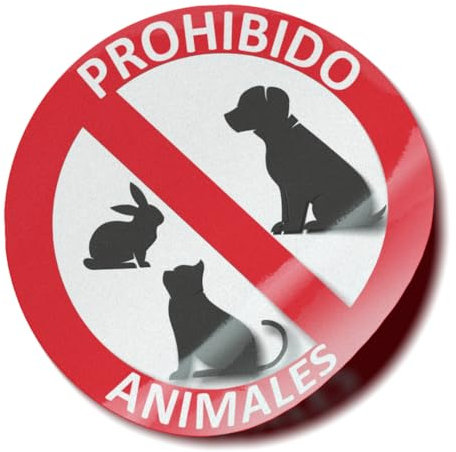 Adhesivo señalización prohibición paso de animales · Pegatina Prohibido animales · Autoadhesivo · Artículo 29.2 de la ley de bienestar animal · Señal prohibido animales Mod 1 (Pegado Exterior, 15 cm)