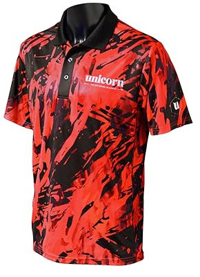Unicorn Dart-Shirt, Pro-Tech-Camouflage, kühles, atmungsaktives weiches Micro-Mesh-Polyester, 3-Tuk-Polyester, schwarzer Kragen und weißes Logo, erhältlich in 5 Farben und Größen S bis XXXXL