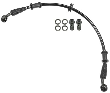 Partuto 1 Set 40cm 15.75 Manguera de Freno Hidráulico Universal para Motocicletas - para Motocicletas Dirt Bike 28 28 Grados Trenzado Duradero - Acero Inoxidable Negro | Acero Inoxidable Y Caucho, Negro, Diámetro Ext 8mm, Int Racores 10mm, Rosca M10x1.25, Para Motocross, Quad