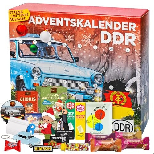 DDR Adventskalender 2024, 24 DDR Produkte u. Spezialitäten für eine besinnliche Weihnachtszeit mit Ostalgie Stimmung, 24 Türchen Weihnachtskalender 2024 Geschenkset