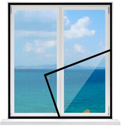 Fliegengitter FüR Fenster，115x135cm Luft Kann Frei StröMen Moskitonetz,Ohne Bohren,Für Wohnzimmer Kellerfenster Außenfenster Schwarz