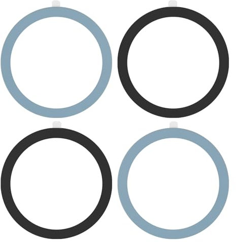 4 Stück Magnetring Handy, Metallring Magnetisch Aufkleber Kompatibel mit MagSafe, Selbstklebende Metallringe, Magnet Aufkleber für Magnetische Autohalterung und Kabelloses Laden, Schwarz+Blau