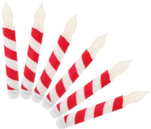 Angoily 6st Lutscherkerze Led-kerzenständer Weihnachtliche Tischdekoration Gefälschte Stabkerzen Batteriebetriebene Stabkerzen Gefälschte Weihnachtskerzen Wohnkultur Blinkt Pp Schmücken