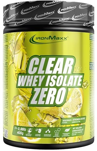 IronMaxx Clear Whey Isolate Zero - Lemon Ice Tea 400g Dose | Klares Molkenprotein-Isolat ohne Zucker | Laktosefreies Clear Protein | Protein Limonade mit fruchtig-erfrischendem Geschmack