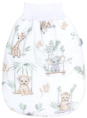 TupTam Baby Strampelsack Schlafsack mit breitem Bund Winterschlafsack für Mädchen Jungen Babyschlafsack, Farbe: Safari auf der Schaukel, Größe: 0-6 Monate