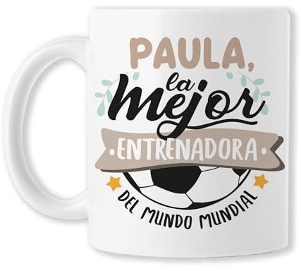 CLUB (TEDEDIKO Taza PERSONALIZADA para Entrenadora de Fútbol: Eres la Mejor Entrenadora del Mundo Mundial - Regalo Motivacional para Fin de temporada. Regalo para mujer deportista. Cerámica blanca)