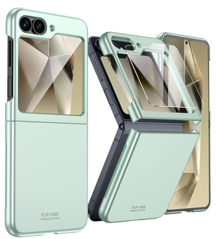 Vizvera Coque de protection pour Samsung Galaxy Z Flip 6, avec film de protection d'écran [Prise en main confortable] Coque ultra fine en polycarbonate mat pour smartphone Coque anti-chocs pour Galaxy