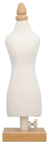 Fockety Puppenkleidform, 12,2-Zoll-Canvas-Kleidung, Nähen, Mannequin-Ständer mit Holzsockel, Tischplatte, Weibliches Kleidmodell-Display für den Schnittmusterherstellungsunterricht (Typ 1)