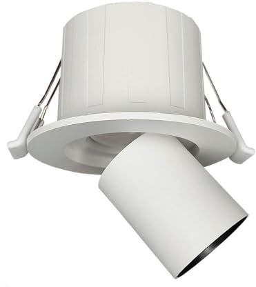 IWIIK Lampara de techo LED orientable y ajustable blanca, gran luminosidad, color de luz seleccionable 3000K-4200K-6500K, UGR<19, foco moderno blanco empotrable para interior (6W Base Redonda)