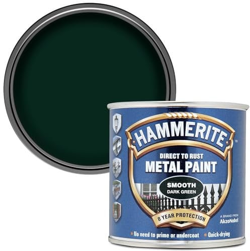 AMK® Hammerite Metal Paint Smooth Dark Green 250ml Direct To Rust Quick Drying No Primer Or Undercoat Needed Single Coat
